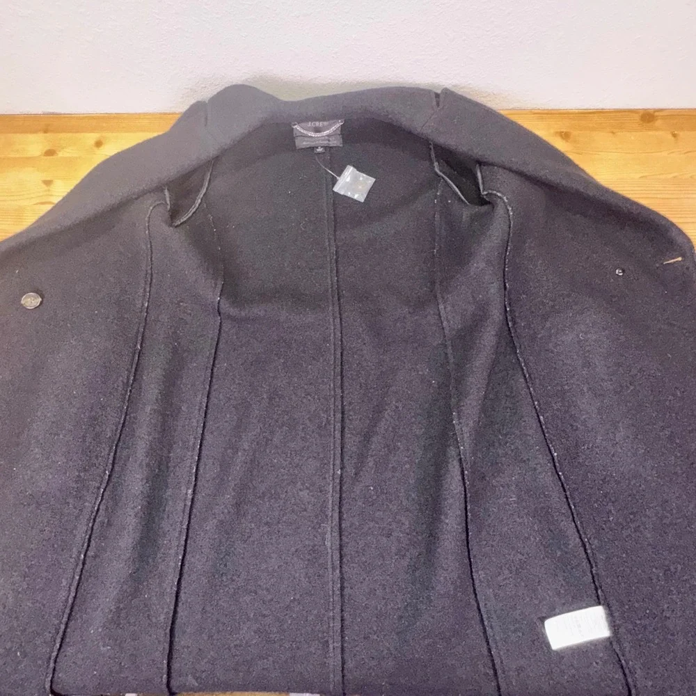 J.Crew‎ Italian Boiled Wool Coat Black Size 0 Double Breasted NWOT - Picture 8 of 8